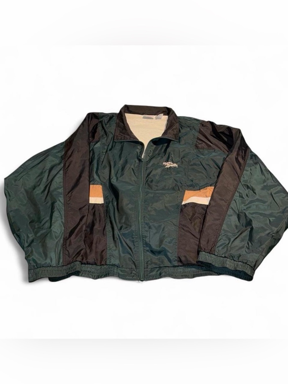 Vintage 90s Reebok nylon windbreaker with color blocking, full zip